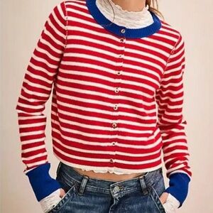 Free People Nocturnal Stripe Cardigan in Valient Blue Combo